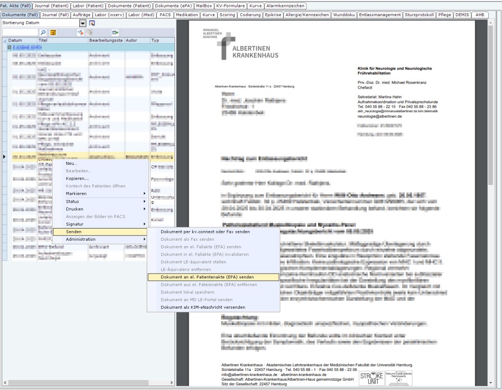Dokumentenupload aus dem Arztarbeitsplatz